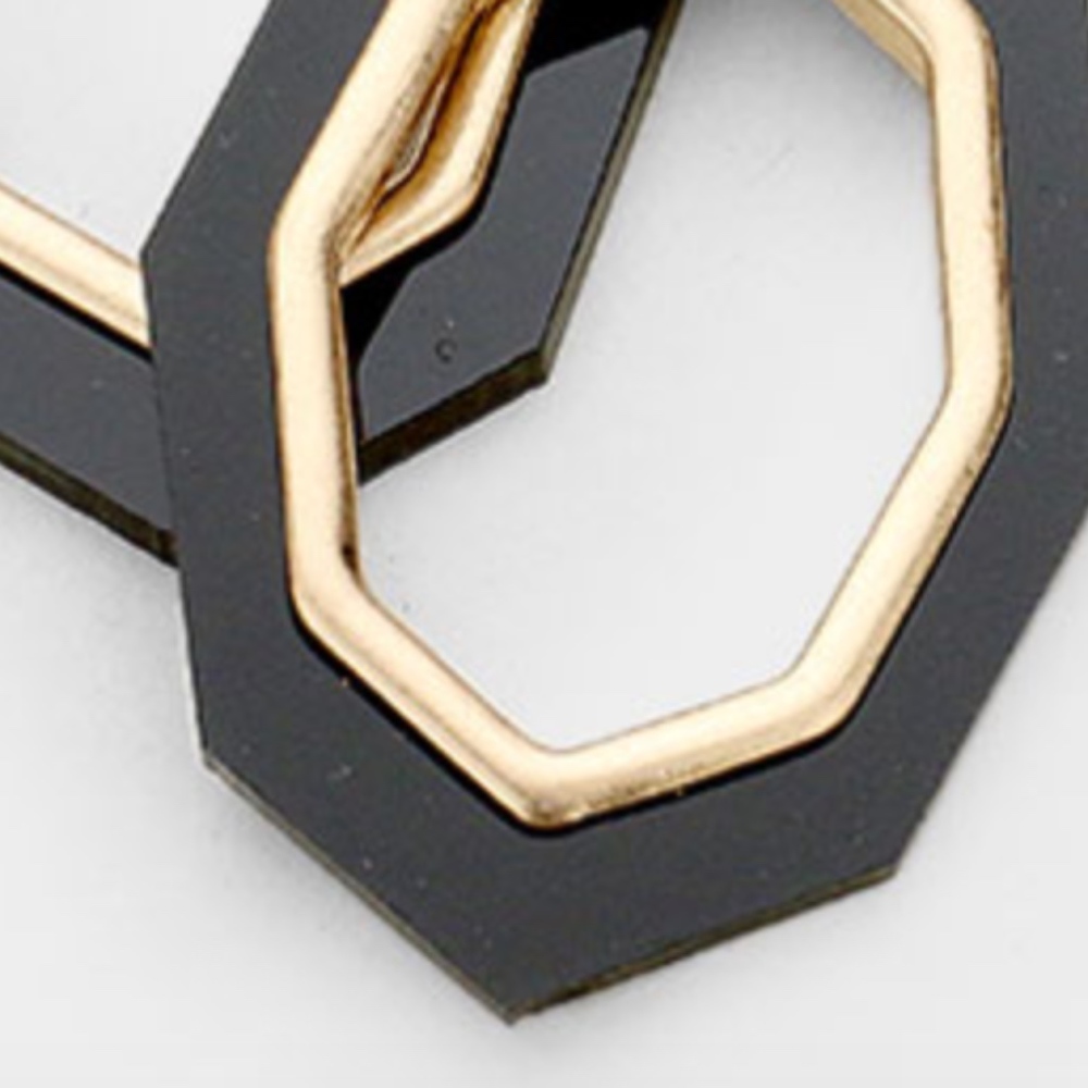 Kimora Celluloid Metal Octagon Hoop Dangle Earring - Picture 3 of 8